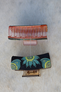 Western Tooled Leather Hair Claw Clip Cowgirl Accesorios para el cabello con cuero de vaca Tooled - Product Image 2