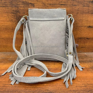Women's Custom Hand Tooled Suede Leather Mobile Phone Bags for Women's Cellphone Shoulder Bags <b>Crossbody</b> Festival Fringe <b>Purse</b> - Product Image 5