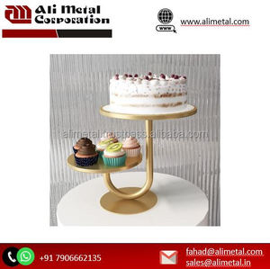 Soporte de pastel de oro de 2 niveles de metal de alta calidad, exhibición decorativa de postres para bodas y fiestas y personalización completa. - Product Image 4