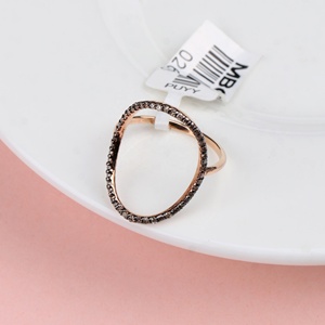 แหวนเงินแท้ 925 ชุบทองคำขาวประดับเพชรทรงรีแบบเปิด Memoria Jewels ขายส่ง - Product Image 4