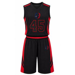 Uniforme de Baloncesto Negro y Rojo para Hombre, Jersey y Pantalones Cortos, Conjunto Deportivo Ligero y Transpirable para Entrenamiento y Torneos - Product Image 1