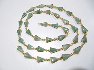Cadena con Conector de Amazonita Natural en Forma de Trillón, Facetada, con Baño de Oro de 13mm, Hecha de Latón, Se Vende por Pie - Product Image 3