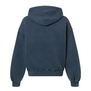 Sweat à capuche zippé oversize bleu marine pour homme, 100 % coton molletonné, coupe classique, idéal pour l'automne - Product Image 3