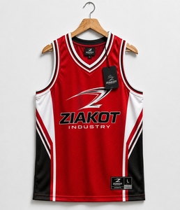 Jersey Basket Throwback Otentik Merah Putih-Hitam Kustom Terlaris Industri Grosir Langsung - Product Image 1