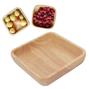Tazón de madera natural de forma cuadrada para frutas, ensaladas, verduras, refrigerios, utensilios de cocina y accesorios. - Product Image 1