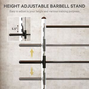 Rack per Squat Bianco con Barra per Trazioni e Barra per Bilanciere Regolabile, Stazione Multifunzione per Sollevamento Pesi - Product Image 4