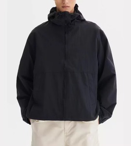 Chaqueta Acolchada con Capucha para Hombre, Negra, Cortavientos, con Cierre, Informal, para Otoño, de Poliéster, Color Sólido, para Deportes al Aire Libre, Corte Regular - Product Image 1