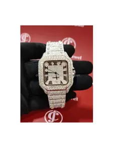 Prêt à Expédier Hip Hop Haute Qualité VVS Moissanite Diamant Clouté Rose Tow Tone Couleur Montre Pour Hommes Grand Fabricant En Gros