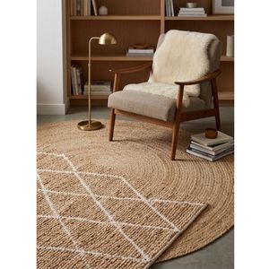 Handwoven Cotton <b>Bath</b> Mat Beige Tufted Diamond Pattern Anti Slip Absorbent Washable Bathroom Rug Floor Carpet Home Decor Mat - Product Image 5
