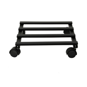 Support rectangulaire pour plantes avec roulettes verrouillables, base en plastique noir, montage facile, support de treillis - Product Image 1