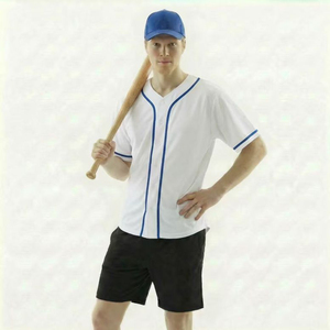 Maillot de baseball personnalisé pour homme, chemise boutonnée à manches courtes, avec passepoil contrastant, uniforme d'équipe, haut de sport vierge - Product Image 5