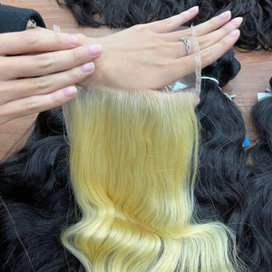 วิกผมลูกไม้ต่อผมสีดำและสีบลอนด์แบบดิบผมติดลูกไม้แบบ HD ด้านหน้าไม่พันกันไม่หลุดร่วง - Product Image 4