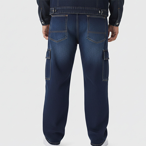 Pantalones Vaqueros de Diseño Moderno Estilo Hip Hop con Bolsillos Laterales, Pantalones Casuales de Mezclilla Lavada a la Piedra, Corte Recto para Hombre - Product Image 6