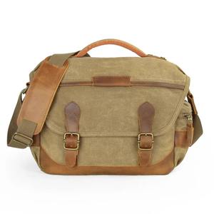 Sac Photo Vintage en Cuir et Toile de Haute Qualité avec Fermeture Éclair, Étui de Voyage pour Appareil Photo Reflex Numérique, Étanche et Antichoc, Vente en Gros - Product Image 3