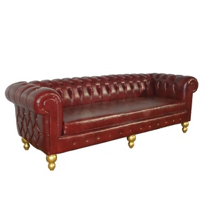 Chesterfield <b>Sofa</b> Antique Living Room <b>Sofa</b> Classic <b>Leather</b> Couch from Mahogany to Furnished American Style Living Room Furniture - Product Image 6