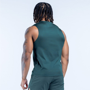 Nouveau design – Débardeur sans manches pour homme, col rond, couleur unie, tricoté, décontracté, respirant, en polyester vert, OEM - Product Image 2