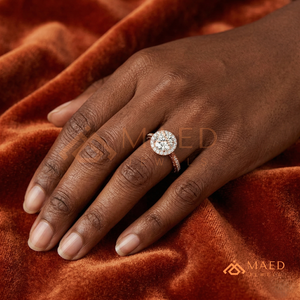 Rose Gold Plated Round Cut Halo Engagement <b>Ring</b> Women Vintage Engraved <b>Split</b> Shank American Diamond CZ Wedding <b>Ring</b> - Product Image 4