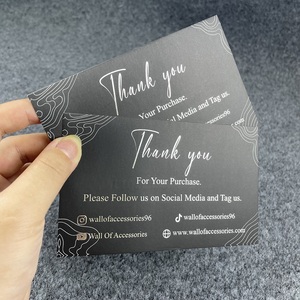Cartes de remerciement haut de gamme personnalisées avec estampage à chaud noir et argent, pour promotion de marque et réseaux sociaux - Product Image 2