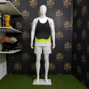 TwillSports <b>Men's</b> Breathable Mesh Tank Top Gradient Dot Print Sporty O-Neck Sleeveless <b>Vest</b> <b>White</b> Black Yellow - Product Image 5