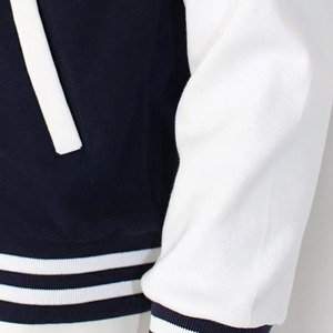 White Contrast Black Stripes Varsity <b>Jacket</b> Custom Letterman Baseball <b>Jacket</b> Unisex Streetwear Manufacturer - Product Image 3