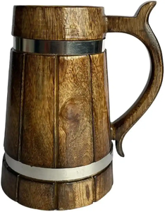 Custom Rustic Handmade Wooden Beer <b>Mug</b> Handle Eco Friendly Handcrafted Vintage Style Tankard Metal Band FAIZA CRAFT Gift <b>Box</b> - Product Image 6
