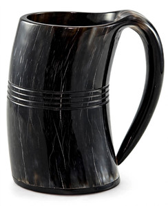 Tasse en corne artisanale avec motif de bateau viking, détails sculptés complexes, style rustique médiéval, tasse décorative pour boire - Product Image 3