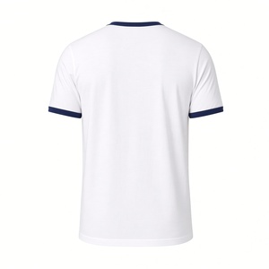 Camiseta Blanca Phi Beta Sigma con Cuello y Puños en Contraste Azul Marino, Estampado de Letras Griegas en el Pecho, Manga Corta, Unisex - Product Image 4