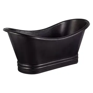Vintage Style Copper Double-Slipper Bathtub with Pedestal Base Antique Black Freestanding Tub for Modern and Classic Interiors - Product Image 5