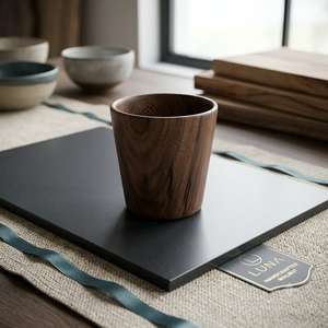 Gobelet en bois naturel de qualité supérieure, fabriqué à la main, écologique et durable, pour l'eau, les jus et les boissons - Product Image 2
