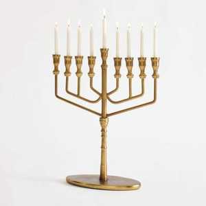 Menorah Pequeña de Tamaño Mini para Villas, Sinagoga, Templo, Decoración de Mesa, Portavelas de Hanukkah en Dorado - Product Image 4
