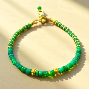 HAYAAT GEMS Ethiopian Opal Beaded Bracelet Green <b>Fire</b> Opal 18k Gold Filled Sterling Silver Trendy Gift - Product Image 1