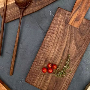 Planche à découper élégante en bois d'acacia massif avec bords en bois pour une découpe propre du fromage, des fruits, du pain et des produits frais - Product Image 1