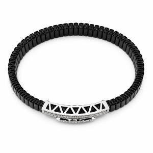 Bracelet à maillons noirs en argent sterling 925, zircone cubique, motif panthère géométrique, poli miroir, pour homme et unisexe, idéal pour les fêtes, les mariages et le quotidien - Product Image 3