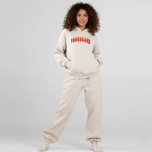 Ensemble 2 pièces personnalisé pour femme : Sweat à capuche ample 100 % coton épais et respirant, style streetwear hiver hip-hop - Product Image 1