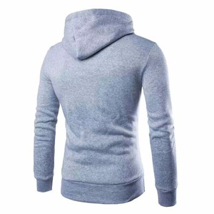 Sudadera con Capucha Gris para Hombre con Detalles Naranjas, Cierre de Botones, Corte Ajustado, Informal, de Punto, de Algodón, para Otoño - Product Image 4
