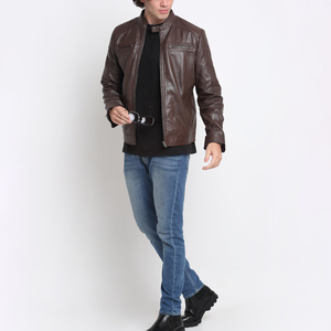 Branded Men's Stylish Cowhide Genuine Leather Streetwear Jacket Stand Collar Custom Embroidery Sherpa Lined <b>Fur</b> <b>Trim</b> Breathable - Product Image 2