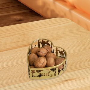 Bol à fruits secs en forme de cœur en métal doré, style mosquée islamique, panier décoratif pour collations, pour la table du Ramadan, décoration de la maison - Product Image 1