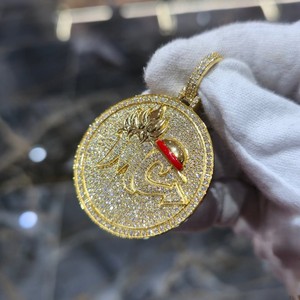 Collier Hip Hop plaqué or 18 carats avec pendentif pièce en perle d'eau douce et moissanite, bijou personnalisé avec nom, pour anniversaire ou fête - Product Image 4