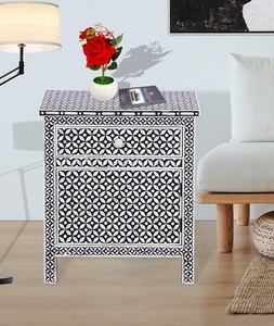 Handmade High Quality Customized Modern Black White Striped Wood Bone Inlay <b>Stool</b> <b>Bedside</b> Coffee <b>Table</b> by f s I - Product Image 6