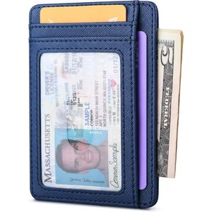 Portafogli Sottili in Pelle Blu con Blocco RFID e Tasca Frontale per Uomo e Donna - Product Image 2