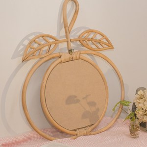 Apple Shaped Wall Hanging Wicker <b>Mirrors</b> Home Decor Modern Natural Rattan <b>Mirror</b> for Children Boys and Girls - Product Image 6
