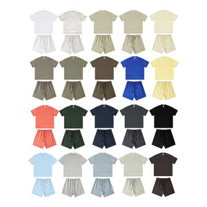 Ensemble 2 pièces streetwear d'été OEM avec broderie personnalisée du LOGO, T-shirt oversize respirant à épaules tombantes et short de survêtement pour hommes - Product Image 1