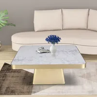 Table basse en marbre naturel haut de gamme, plateau de vanité en surface solide, écologique, résistant à l'eau et au feu, design rustique pour usage hôtelier