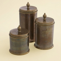 Boîte à thé en acier inoxydable de qualité supérieure avec finition élégante en cuivre, pot de rangement rond moderne pour la cuisine, couvercle hermétique en laiton finition dorée