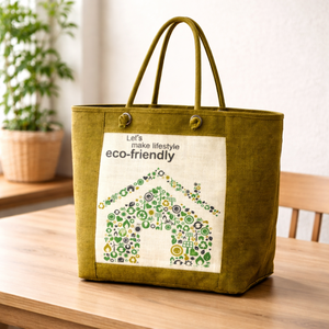 R.D. Sac fourre-tout en toile et jute bicolore BAG HOUSE |   Sac de plage personnalisé imprimé avec un dessus arrondi |   Fermeture éclair réutilisable de haute qualité - Product Image 5