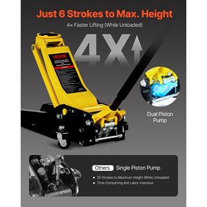 Martinetto idraulico da officina in acciaio da 4 tonnellate (8818 libbre) a basso profilo con doppio pistone e sollevamento rapido, con carrello - Product Image 2