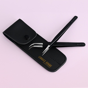 Stainless Steel Fiber Tip Isolation <b>Lash</b> Extension Tweezers Black Color Curved Eyelash 45 90 Degree Volume for <b>Lashes</b> - Product Image 1