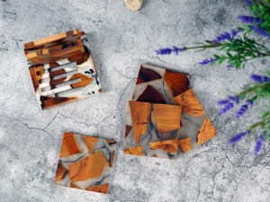 Handmade Resin Wood <b>Coaster</b> <b>Set</b> for Home Decoration Epoxy Drink <b>Coasters</b> from India Dining Room Living Room - Product Image 6