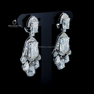 Radiant Cut & Pear Shape Diamond Drop Earrings, Bridal Chandelier Style, Luxury Crystal Dangle, Wedding Jewelry Gift for Women - Product Image 4