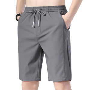 Pantalones Cortos Casuales para Hombre, Color Gris Sólido, de Secado Rápido, con Cordón Ajustable, Bolsillos, Cintura Media, Tejido de Poliéster - Product Image 1